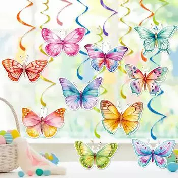 12 шт. мультяшная сладкая бабочка тема спиральный баннер богемный вихрь подвесная гирлянда для дня рождения, детского душа, свадебного украшения вечеринки
