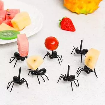 12 шт., муравьи, движущиеся фруктовые вилки, зубочистки для лошадей, муравьев, палочки для бенто, вилки для угощения торта, серия для вечеринок 13*8*3cm