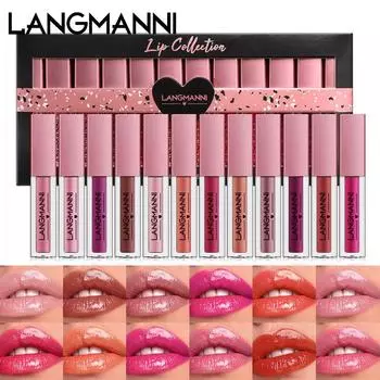 12 шт., набор блесков для губ, блеск для губ, помада, блестящий блеск для губ, подарочная коробка, костюм для женщин, прочный, водонепроницаемый, не легко упасть, макияж 1.6ml*12PCS