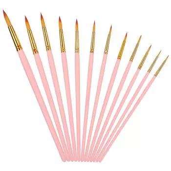 12 шт. набор кистей для акварели, инструменты для рисования, художественные принадлежности, гибкий нейлоновый волос, розовый стержень