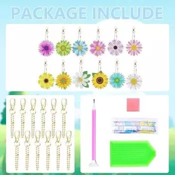 12 шт. набор ключей с алмазной росписью 5D DIY двухсторонний дизайн подсолнуха прочный акриловый горный хрусталь ремесло для женщин и девочек