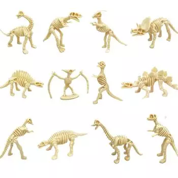 12 шт./набор Модель скелета динозавра Археологические игрушки Тираннозавр рекс Настольное украшение Домашний декор для детей Подарок 7-8cm