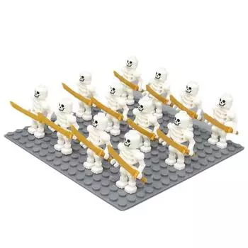 12 шт./набор скелетов солдат строительные блоки Хэллоуин фигурки мини строительные блоки ниндзя кости люди армия скелет корпус чёрный