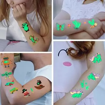 12 шт./набор временных татуировок для боди-арта, простая в использовании бумага, светящаяся в темноте