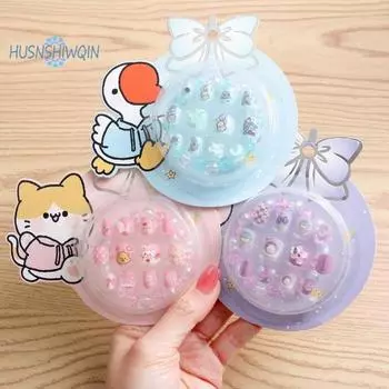 12 шт. накладные ногти - очаровательный мультяшный узор, яркий цвет, полное покрытие, декоративные накладные ногти, маникюрные советы зелёный