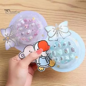 12 шт., накладные ногти, очаровательный мультяшный узор, яркий цвет, полное покрытие, декоративные накладные ногти, маникюрные советы зелёный