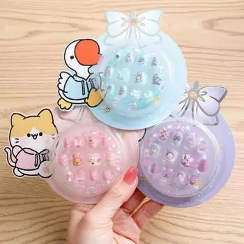 12 шт., накладные ногти, очаровательный мультяшный узор, яркий цвет, полное покрытие, декоративные накладные ногти, маникюрные советы оранжевый