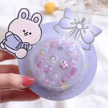 12 шт., накладные ногти, очаровательный мультяшный узор, яркий цвет, полное покрытие, декоративные накладные ногти, маникюрные советы зелёный