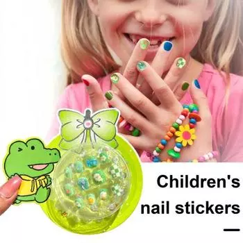 12 шт., накладные ногти, очаровательный мультяшный узор, яркий цвет, полное покрытие, декоративные накладные ногти, маникюрные советы зелёный