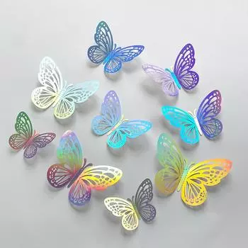 12 шт. Наклейка «Ловец солнца» с 3D-эффектом, хрустальные бабочки, настенная наклейка, красивая бабочка для детской комнаты, настенная наклейка, украшение для дома