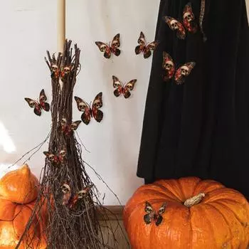 12 шт. Наклейка на стену на Хэллоуин 3D стерео череп бабочка наклейка готический винтажный дом