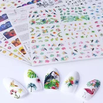 12 шт. наклейки для дизайна ногтей ins акварель пламя птица роза стиль клейкие наклейки для дизайна ногтей крутой дизайн ногтей «сделай сам»