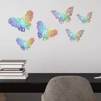 12 шт. наклейки на окна водонепроницаемые художественные наклейки эстетичные прочные 3D светоотражающие бабочки на холодильник для гостиной E