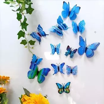 12 шт., наклейки на стену с бабочками, наклейки на стену, новогодние украшения для дома, 3D бабочки, ПВХ обои для гостиной зелёный