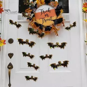 12 шт. наклейки на стену в виде летучей мыши на Хэллоуин, 3D-наклейки на стену в виде летучей мыши, наклейки на окна для украшения домашней вечеринки на Хэллоуин A