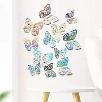 12 шт. настенные наклейки бабочки съемные 3D креативные яркие настенные декорации фреска для