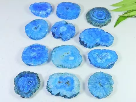 12 шт. Небесно-голубой солнечный друзовый агат жеодовый кабошон драгоценный камень лот 480 карат RQ-2652