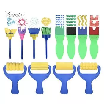 12 шт. обучающая кисть-валик штамп DIY художественные поделки стимулируют креативность краска губка кисть разноцветный