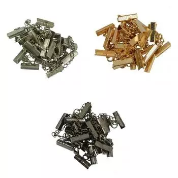 12 шт. Обжимные концы шнура для ожерелья на зажимах-зажимах Наконечники Удлинитель для бусин Металлический золотистый