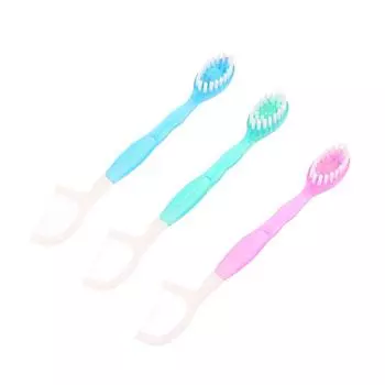 12 шт одноразовая зубная щетка с взорванными бусинами для взрослых, чистящая зубная щетка, портативная дорожная зубная щетка с зубной нитью, скребок для языка one size