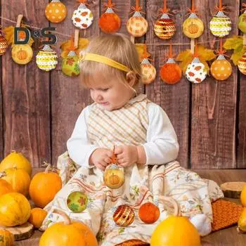 12 шт. осенних шаров, украшения для дерева, тыква, клен, подвесной пенопластовый шар, украшение для осеннего урожая, принадлежности для вечеринки A