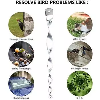 12 шт., отличные вращающиеся на 360 градусов товары для дома, отпугивающие птиц, стержень, ветровая спираль, светоотражающая для сада