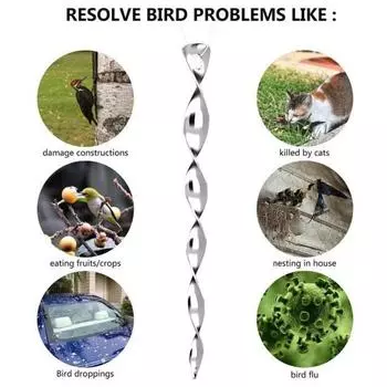 12 шт. отпугивающих палочек для птиц, светоотражающие палки для предотвращения нападения птиц, головокружительные спиральные тени, отражения, отпугивающие голубей и дятлов, садовый двор 12pcs