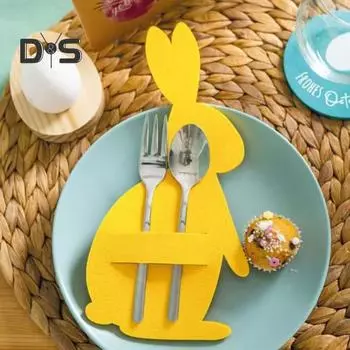 12 шт. пасхальный кролик держатели для столовых приборов фетровые держатели для ножей вилок держатели для столовых приборов чехол для столовых приборов для пасхальной вечеринки свадьбы дня рождения декор фиолетовый