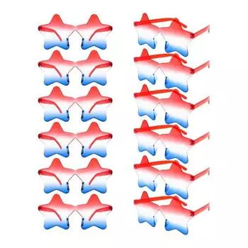 12 шт. Патриотические солнцезащитные очки ко Дню независимости, безободковые, красные, синие, белые, со звездами/сердцами/круглые, 4 июля, сувениры для вечеринки для мужчин и женщин A