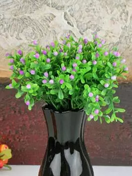 12 шт. Пластиковые искусственные зеленые растения с короткими ветками, пять головок, миланский цветок, украшение для сада на открытом воздухе белый