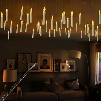 12 шт. плавающих свечей, светодиодные фонари с дистанционным управлением в стиле Гарри Ванда, пластиковые конические свечи для декора предложений, Хэллоуин