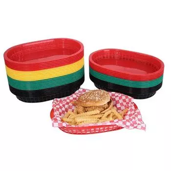 12 шт. подносов для фаст-фуда и 24 шт. клетчатой вощеной бумаги для гамбургеров, картофеля фри, бумажных тарелок, принадлежности для ресторана