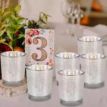 12 шт. подсвечник для чайной свечи, стеклянная чашка для украшения дома, украшение на Рождество, день рождения, свадьбу, вечеринку серебряный
