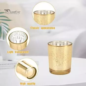 12 шт. подсвечник для чайной свечи, стеклянный стакан для украшения дома, украшение на Рождество, день рождения, свадьбу, вечеринку, центральный элемент стола розового золота