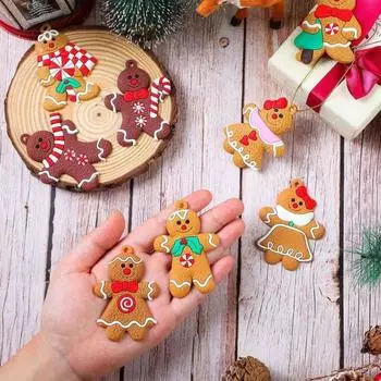 12 шт. Подвеска в виде пряничного человечка, рождественские украшения, подвесные украшения в виде Санта-Клауса D