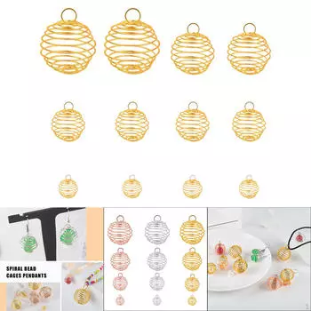 12 шт., подвески в виде клетки из бисера, подвески, держатель для камня, полые для изготовления ювелирных изделий розового золота