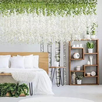 12 шт. подвесная гирлянда искусственная глициния подвесное зеленое растение ротанг подвесной цветок ротанг шелковая веревка 110 см длиной для вечеринки дома свадьба украшение фиолетовый