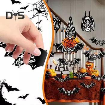 12 шт. подвесных летучих мышей, украшения на Хэллоуин, уличные летучие мыши, страшная атмосфера, реквизит для сцены на входной двери во дворе и дереве A