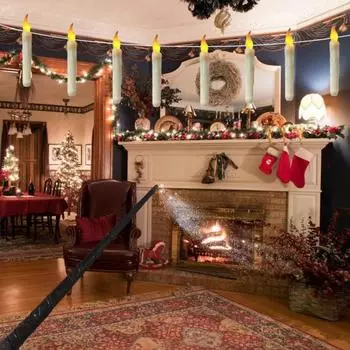 12 шт. подвесных плавающих свечей с пультом дистанционного управления в виде палочки, волшебная беспламенная конусная поддельная свеча для декора вечеринки на Хэллоуин 12pcs Warm light