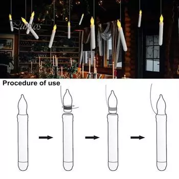 12 шт. подвесных свечей, беспламенные плавающие свечи с дистанционным управлением, работающие от батареек, подвесные свечи для декора на Хэллоуин жёлтый