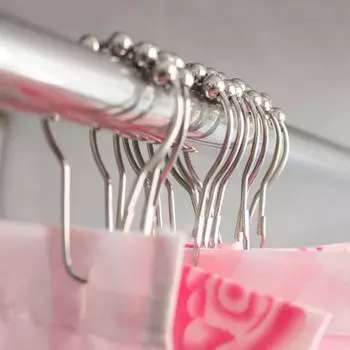 12 шт. полированный сатиновый никель 5 роликовых шариковых колец для душевой занавески крючки для ванны серебряный