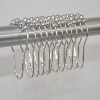 12 шт. полированный сатиновый никель 5 роликовых шариковых колец для душевой занавески крючки для ванны