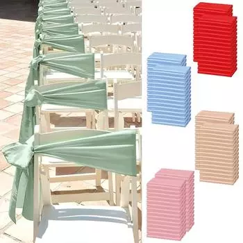 12 шт. пояса для стульев свадебный атласный рождественский однотонный чехол для стула с декоративным бантом на день благодарения вечеринка банкет несколько цветов 12pcs шампанского