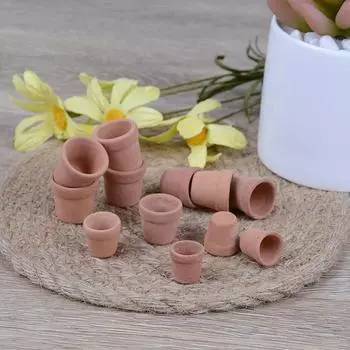 12 шт. Портативный цветочный горшок ручной работы из красной глины, садовый домашний универсальный кукольный домик 1:12 Миниатюр
