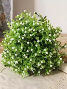 12 шт. пять головок миланских цветов искусственные зеленые растения короткие ветки пластиковые украшения для сада на открытом воздухе белый
