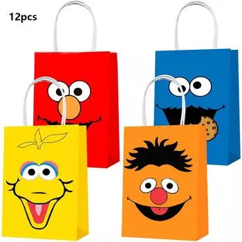 12 шт. праздничных пакетов «Улица Сезам» для игр, для детей, для взрослых, для украшения на день рождения