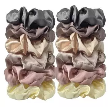 12 шт. Премиальные атласные резинки для волос «Толстая кишка» для женщин. Сотни тканевых резинок. Аксессуары для волос