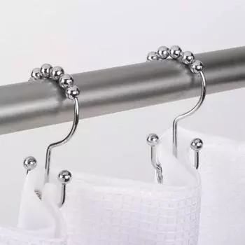 12 шт. прочное кольцо для занавески для душа, простая установка, фиксированные шторы, влагозащищенные, роликовый шарик из нержавеющей стали, крючок для занавески для душа серебряный