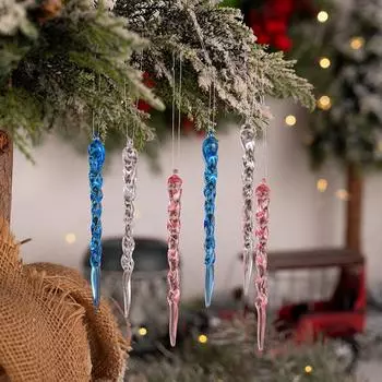 12 шт. прозрачных елочных украшений, имитация сосулек, праздничный зимний декор для вечеринки, рождественские украшения, подарки 1