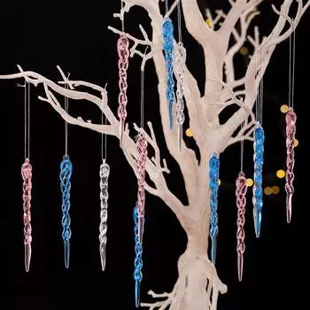 12 шт. прозрачных елочных украшений, имитация сосулек, праздничный зимний декор для вечеринки, рождественские украшения, подарки розовый